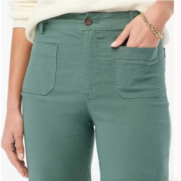 J. Crew Lizzie Pants High Rise Patch Pocket Wide Leg  Pale Spinach NWT 28P - Picture 3 of 9